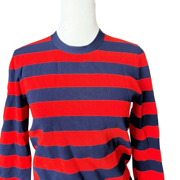 VERONICA BEARD Broome Red & Navy Blue Striped Cropped Crewneck Sz XS - Picture 6 of 9